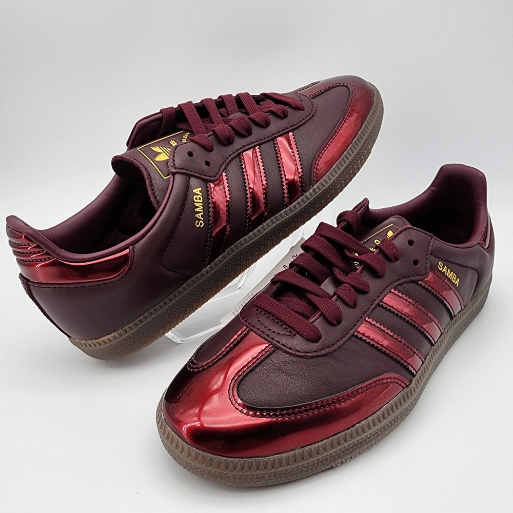 Adidas Samba OG Sneakers Women 9.5 Maroon Metallic Gold KI4192 NWB Terrace Style